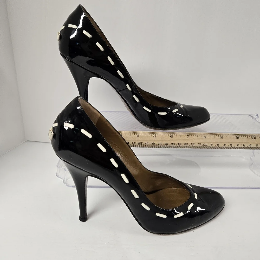 Hobbs Black Patent Leather Women's Stiletto Heels Size 8/39 - Picture 3 of 7